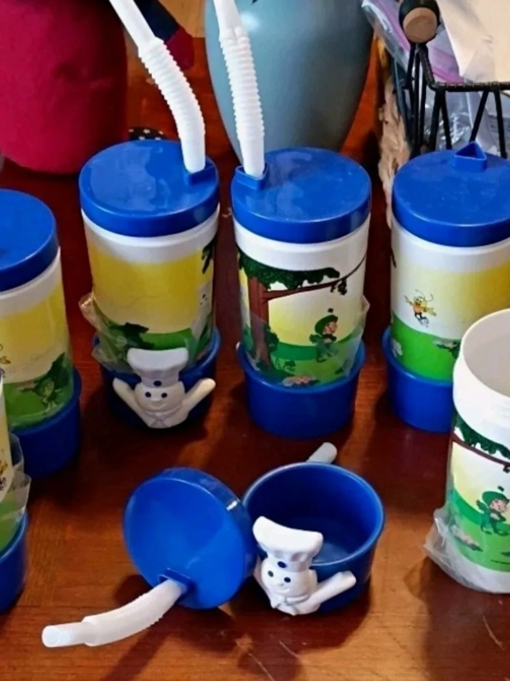 Blue Kids Drink Cup with Straw - Character Design